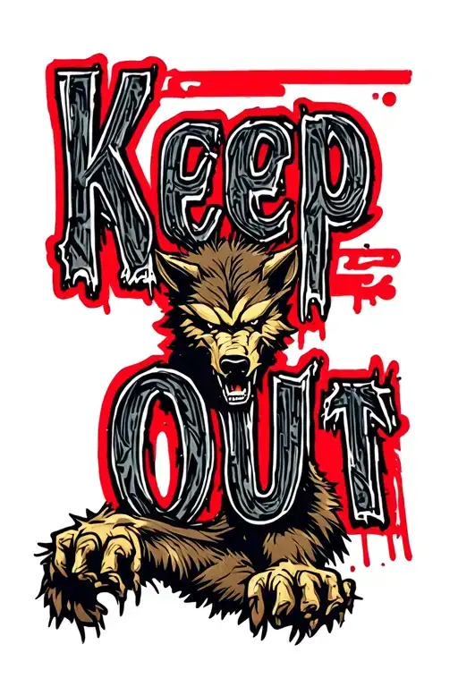 "Keep Out" werewolf tattoo design idea