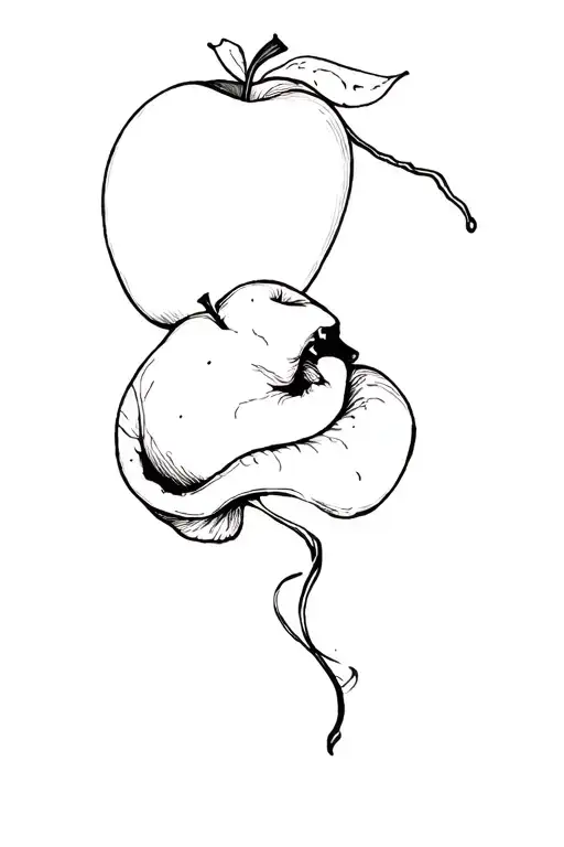 succubus floating, biting an apple tattoo design idea