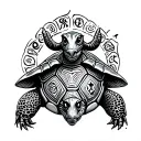 turtle with Aries, Virgo, and Scorpio zodiac symbol tattoo design idea