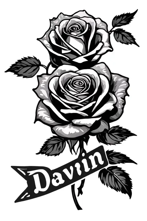 "Davin " roses tattoo design idea