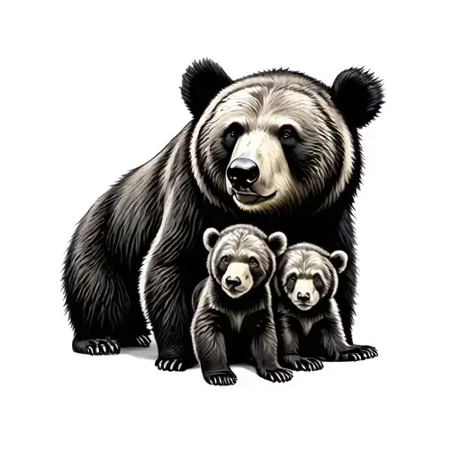 Mama Bear And 2 Cubs tattoo design idea