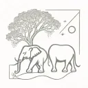 elephant and moon rising tattoo design idea