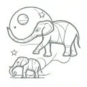 elephant and moon rising tattoo design idea
