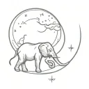 elephant and moon rising tattoo design idea