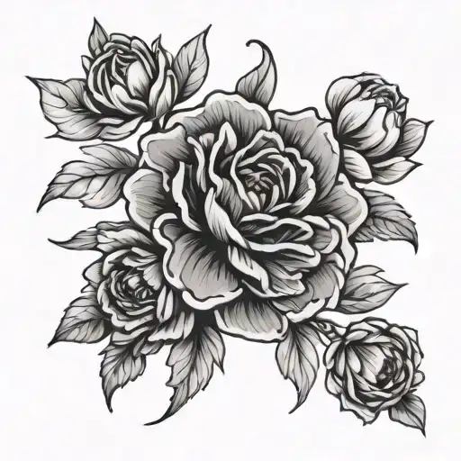 July, November, September, and December birth flowers tattoo design idea