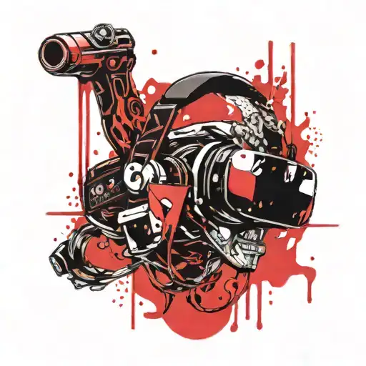 black vr headset with slime dripping tattoo design idea