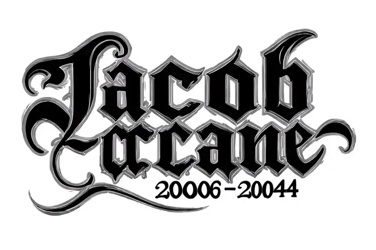"Jacob crane 2006-2004" name tattoo tattoo design idea
