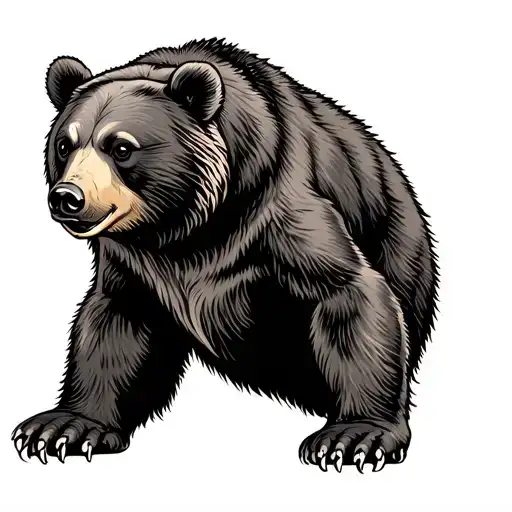 crawling bear traditional tattoo style tattoo design idea