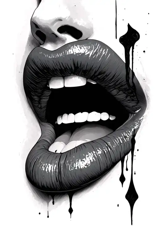 bite mark and lips tattoo design idea