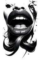 bite mark and lips tattoo design idea