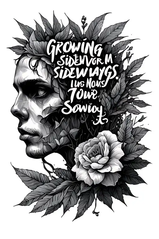 song lyrics of growing sideways by Noah Kahan music tattoo design idea
