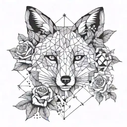 A geometric design combining elements of The Little Prince character, a rose, and a fox, symbolizing the client's passion for literature and nature tattoo design idea