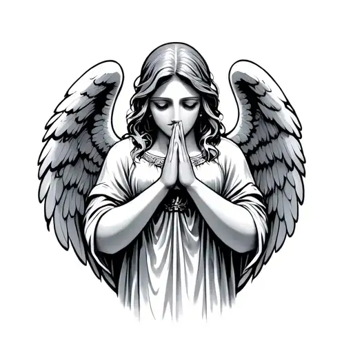 Anime Angel Holding Praying Hands tattoo design idea