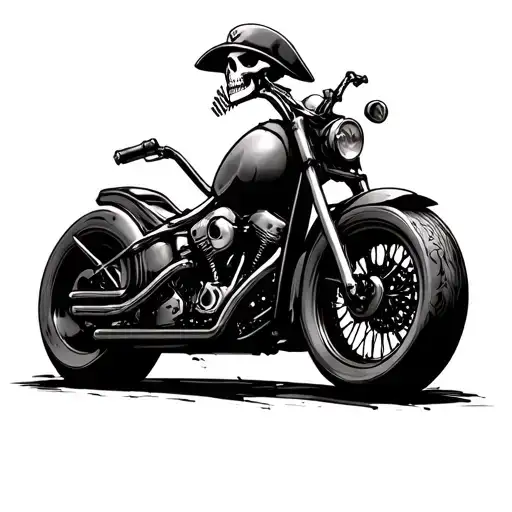 skeleton pirate motorbike tattoo design idea