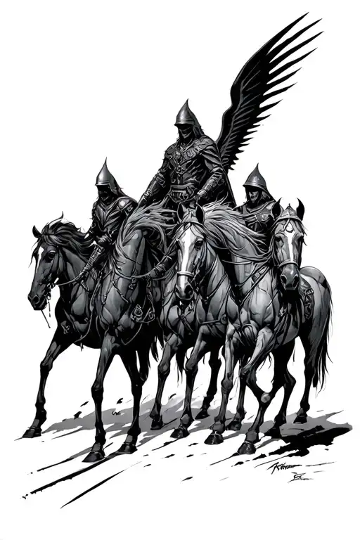 four horsemen of Apocalypse suits on tattoo design idea