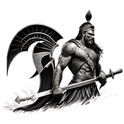 Spartan warrior with tattoo design idea