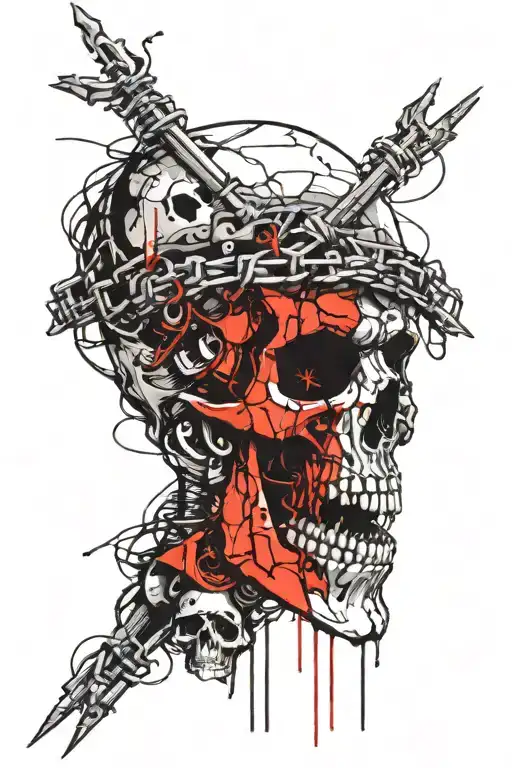 Skull with barbed wire tattoo tattoo design idea