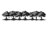 group of red mangroves trees roots showing, naturally accurate, fine line tattoo design idea