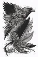 feather and bird flying away tattoo design idea