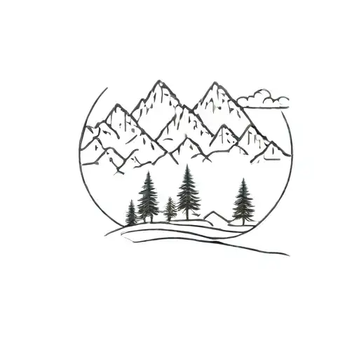 mountain forest and sea tattoo design idea