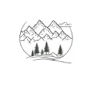 mountain forest and sea tattoo design idea