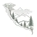 mountain forest and sea tattoo design idea