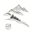 mountain forest and sea tattoo design idea
