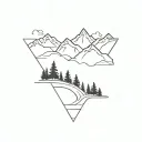 mountain forest and sea tattoo design idea