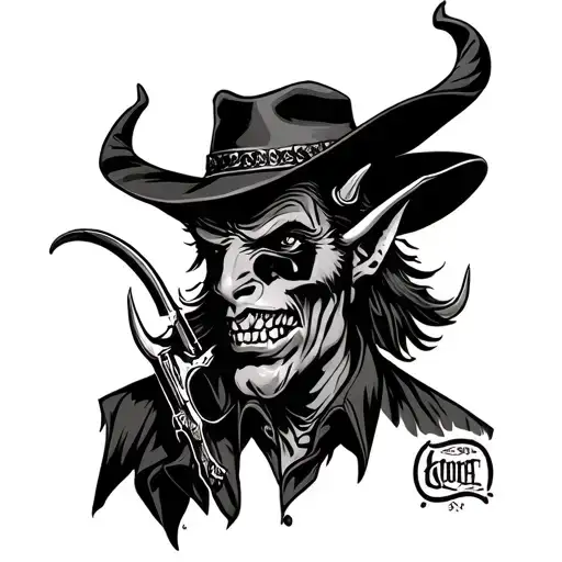 devil as a cowboy tattoo design idea