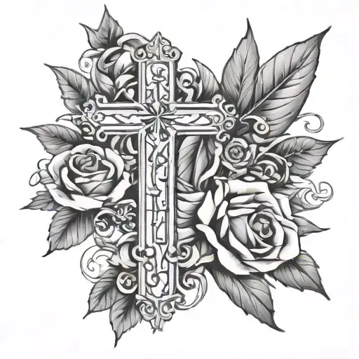 cross with a verse from jones  tattoo design idea