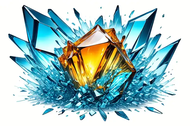 a few shards of glass tearing threw skin tattoo design idea