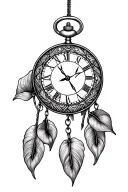 native american dreamcatcher calla lillies pocket watch tattoo design idea