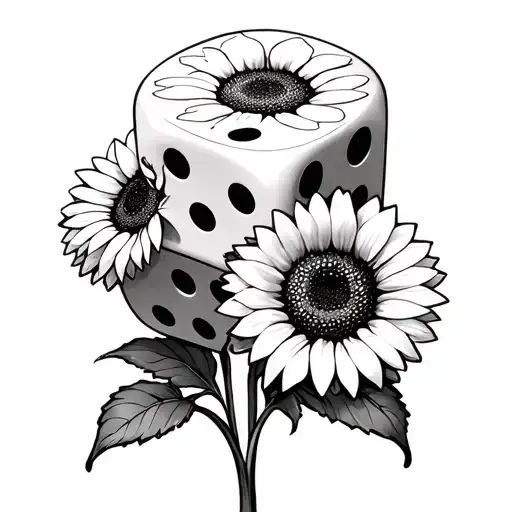 2 dice with sunflowers instead of dots tattoo design idea