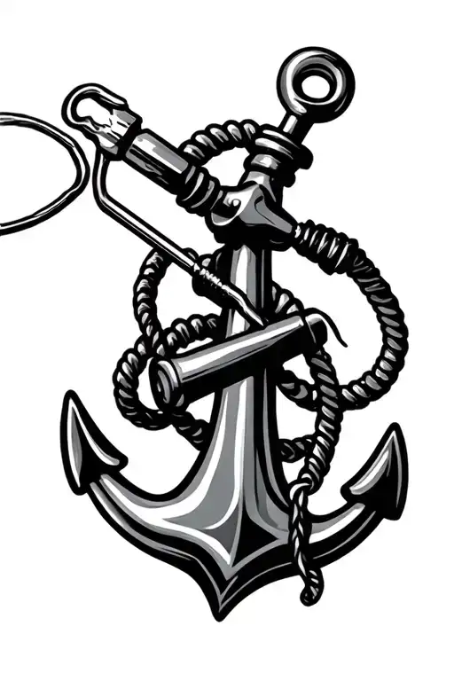 navy anchor soldering iron tattoo design idea