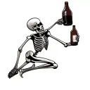 simple skeleton running holding bottle tattoo design idea