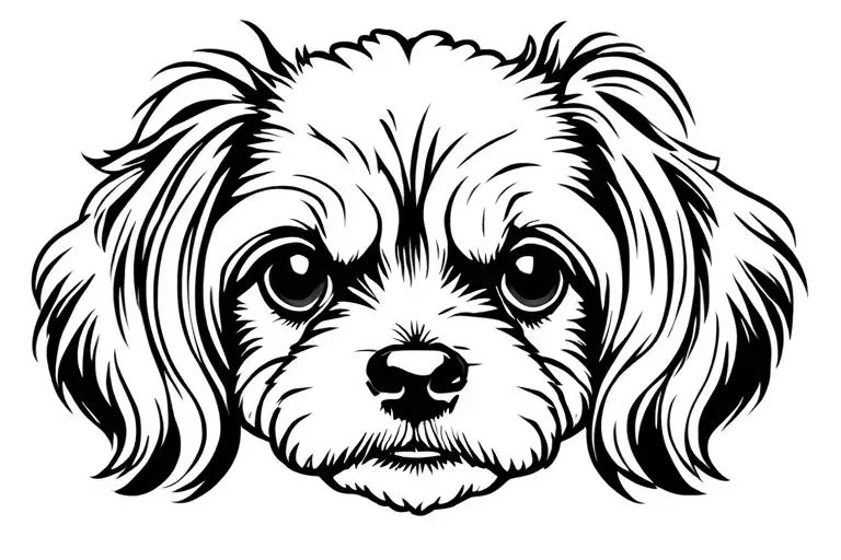 cockapoo dog head tattoo design idea