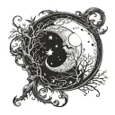 a small but fat black cresent moon make it spiritual and witchy and scary tattoo design idea