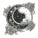a small but fat black cresent moon make it spiritual and witchy and scary tattoo design idea