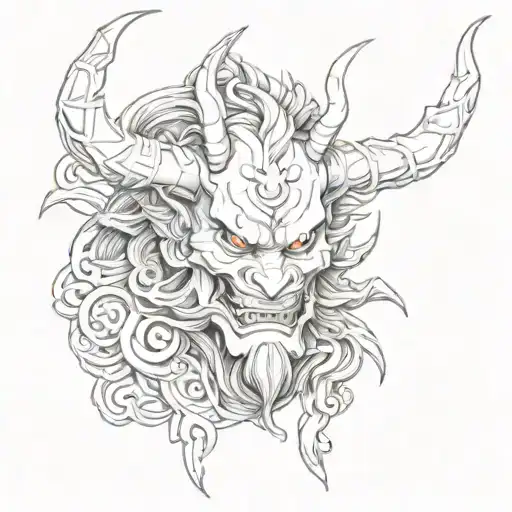 Japanese devil tattoo design idea
