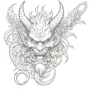 Japanese devil tattoo design idea