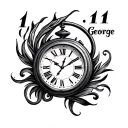 11:11 clock, name George, melanom tattoo design idea