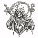 grim Reaper Sacred Heart swords tattoo design idea