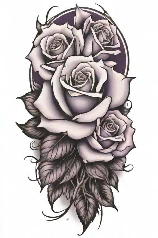 roses purple black tattoo design idea