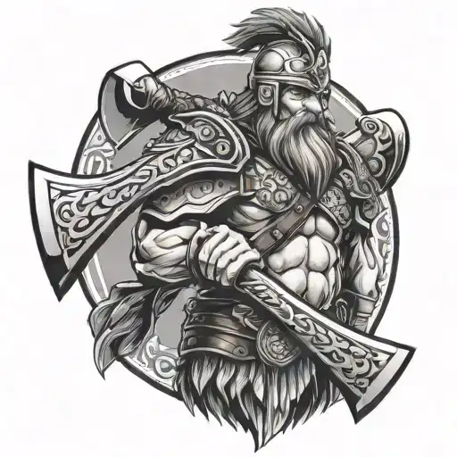 valkyrie warrior bearded axe tattoo design idea
