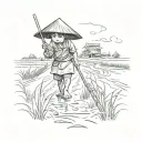 rice field Vietnam child tattoo design idea