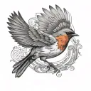 Robin Flying tattoo design idea
