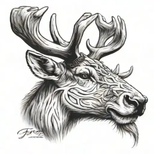 reindeer antler tattoo design idea