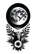 Moon elephant otter hummingbird blackbird mountains cactus ocean sunflower rock alaska northern lights big dipper tattoo design idea