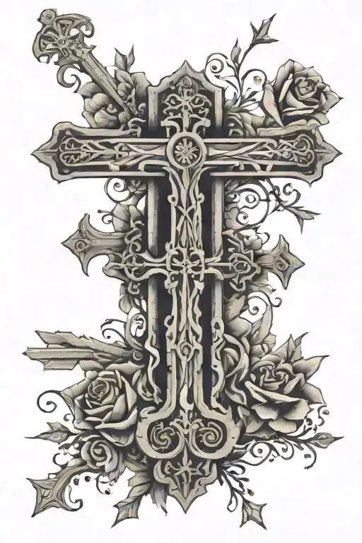 crosses roman numerals date of birth  tattoo design idea