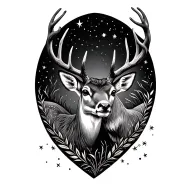 buck and doe nature elements like stars tattoo design idea